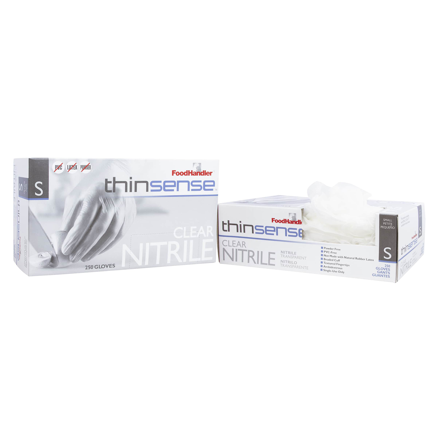 High Performance 4/250 1000 in a CASE THINSENSE Nitrile Gloves SMALL CLEAR 