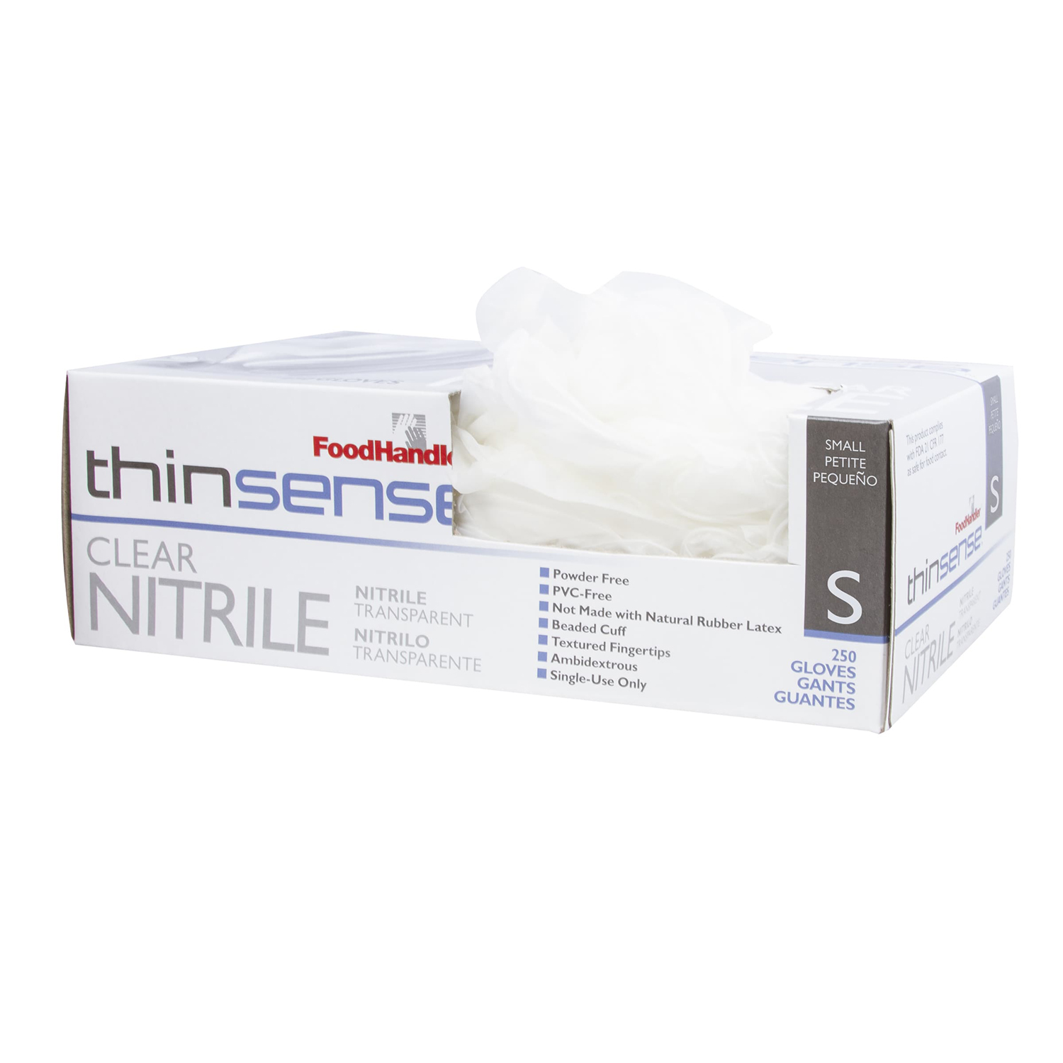 4/250 1000 in a CASE THINSENSE Nitrile Gloves SMALL CLEAR High Performance 